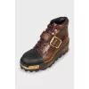 Brown leather platform boots