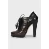 Mixed color leather ankle boots