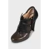 Mixed color leather ankle boots