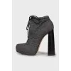 Gray lace-up ankle boots