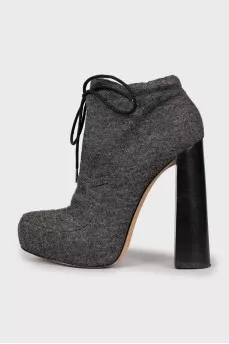 Gray lace-up ankle boots