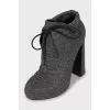 Gray lace-up ankle boots