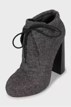 Gray lace-up ankle boots
