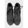 Gray lace-up ankle boots