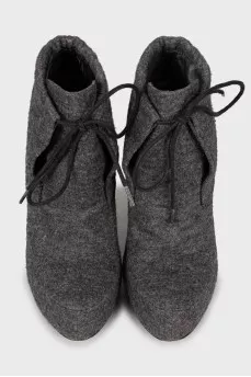 Gray lace-up ankle boots