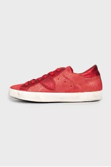Red leather sneakers