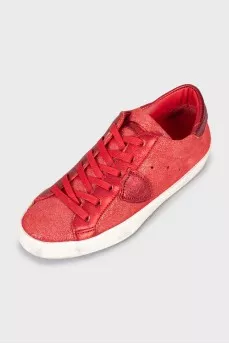 Red leather sneakers