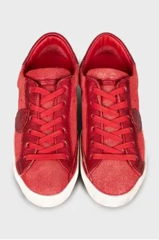 Red leather sneakers