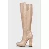 Beige leather boots
