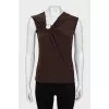 Brown draped tank top