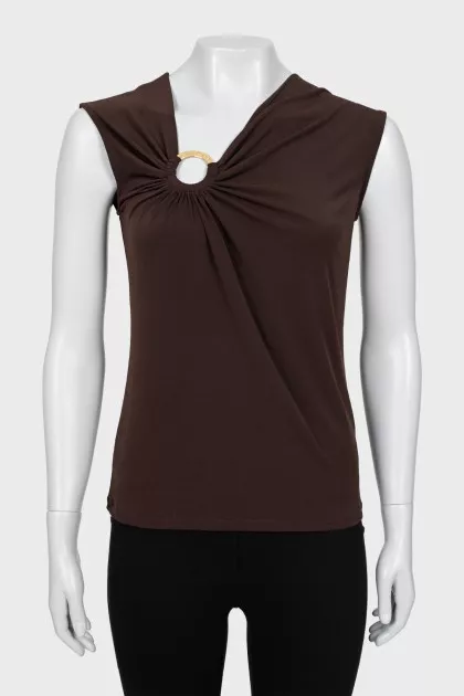 Brown draped tank top