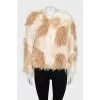 Combined color short fur coat