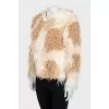 Combined color short fur coat