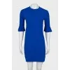 Shift dress with ruffled sleeves