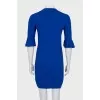 Shift dress with ruffled sleeves