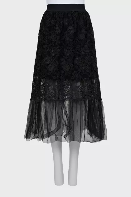 Midi skirt with lace