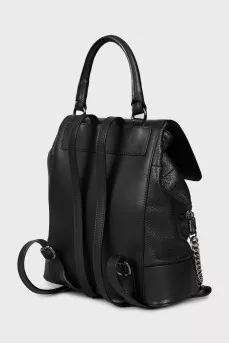 Leather backpack decorated with chain