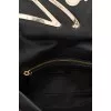 Leather clutch with metal logo