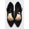 Suede shoes with silver logo