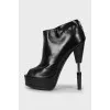 Leather ankle boots with embellished heel