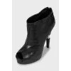 Leather ankle boots with embellished heel