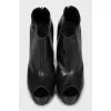 Leather ankle boots with embellished heel
