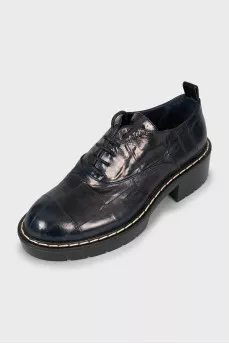 Embossed leather oxfords