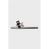 Silver leather slides