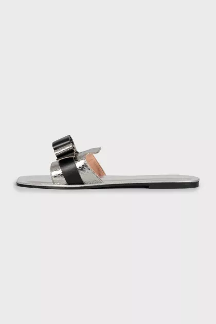 Silver leather slides