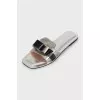 Silver leather slides