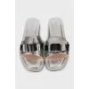 Silver leather slides
