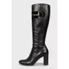 Black square toe boots