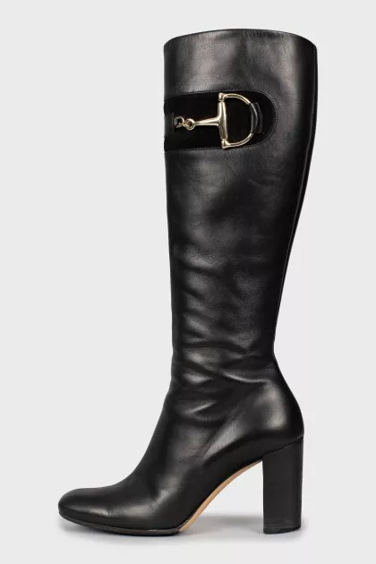 Black square toe boots