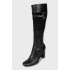 Black square toe boots