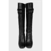 Black square toe boots