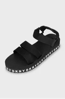 Black sandals with brand logo