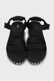 Black sandals with brand logo