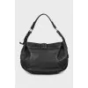 Leather hobo bag with silver hardware