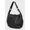 Leather hobo bag with silver hardware