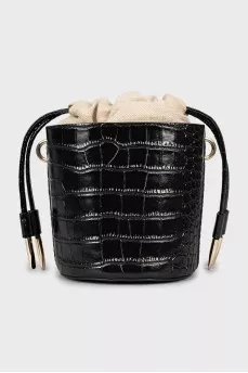 Bucket bag with embossed leather
