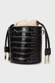 Bucket bag with embossed leather