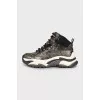 Embossed leather sneakers