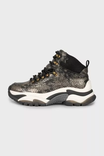 Embossed leather sneakers