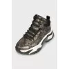 Embossed leather sneakers
