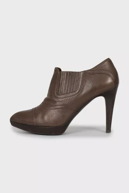 Brown leather ankle boots