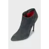 Suede gray zip ankle boots