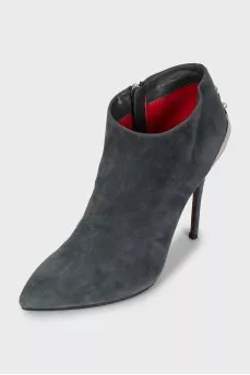 Suede gray zip ankle boots
