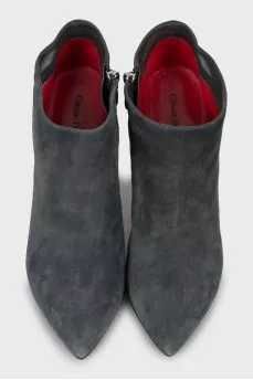 Suede gray zip ankle boots