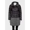 Quilted down jacket with printed bottom