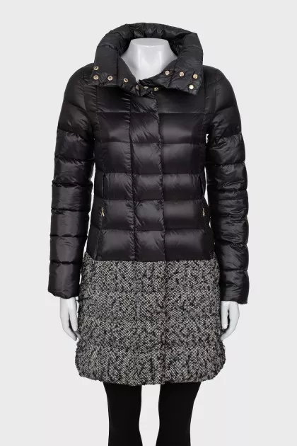 Quilted down jacket with printed bottom